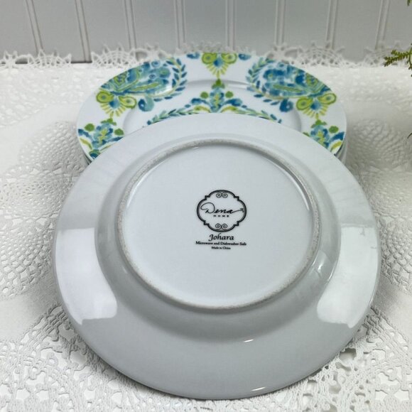 Johara by Dena Home Set of 5 Porcelain Salad / Luncheon Plates 8" Blue Yellow - Picture 10 of 10